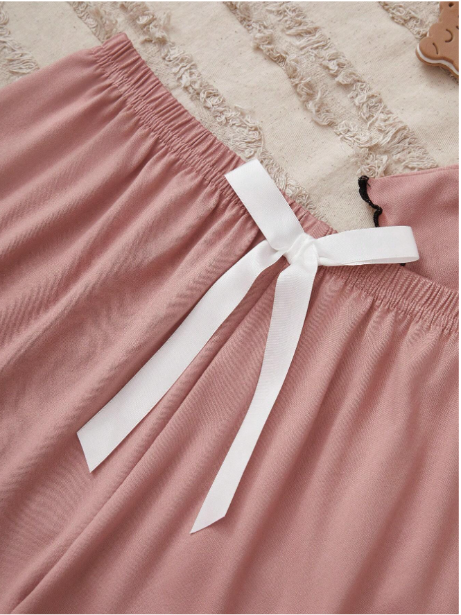 3pcs/Set Sleeveless Top, Shorts And Long Pants Pajama Set