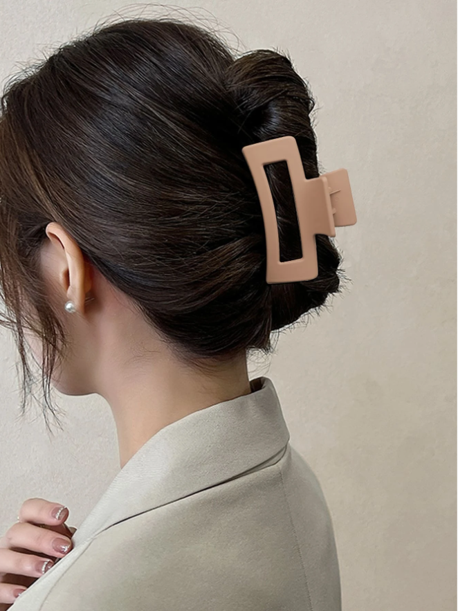 4pcs Solid Rectangle Hair Claw For Thick Hair