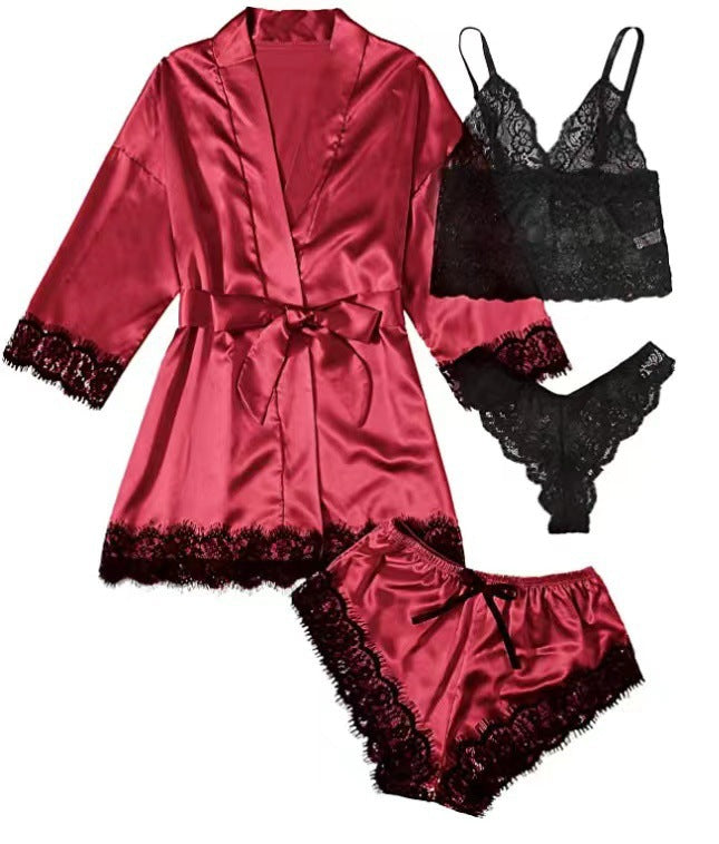 4pack Red Satin Lingerie