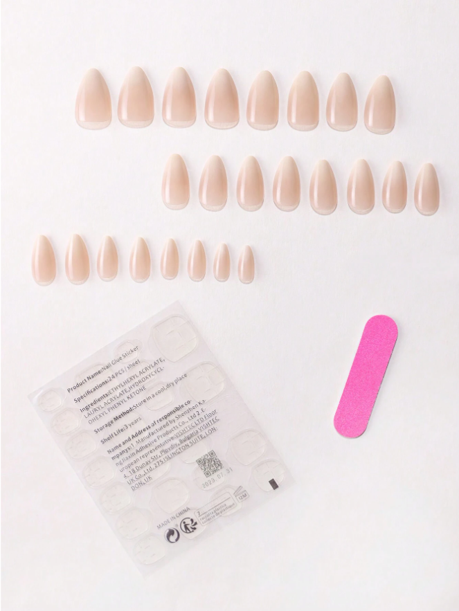24pcs Minimalist Sexy Gradient Short Almond-Shaped Press-On Nails For Women