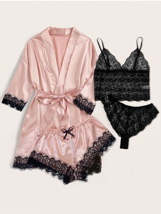 4pack Pink Satin Lingerie