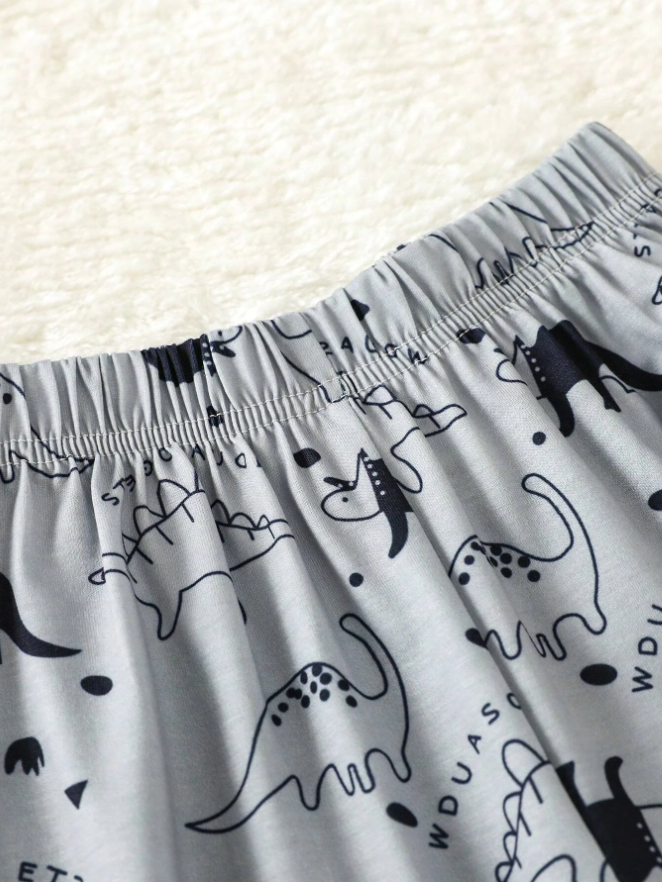 Toddler Boys Dinosaur Print Tee & Pants PJ Set