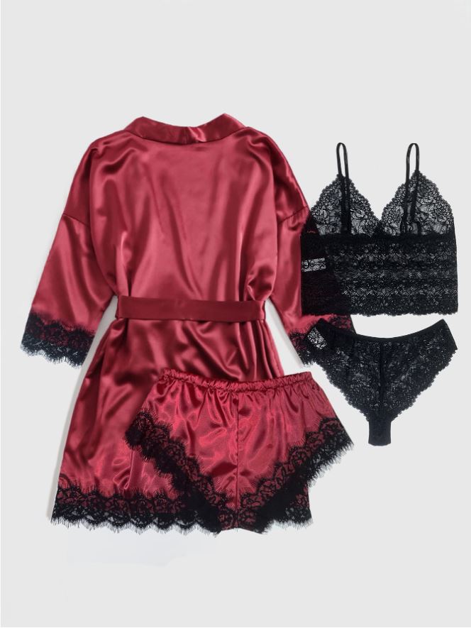 4pack Red Satin Lingerie