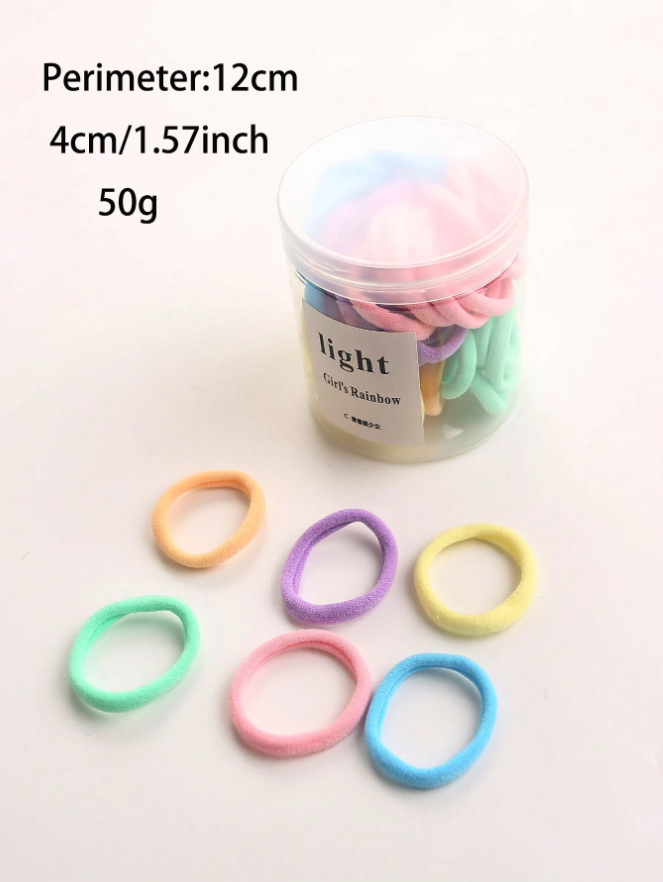 50pcs Jar Packed Women's Basic High Elasticity Hair Ties