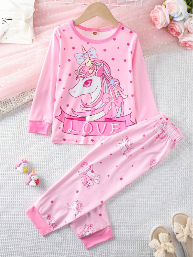 Young Girl Pink Pajama Set
