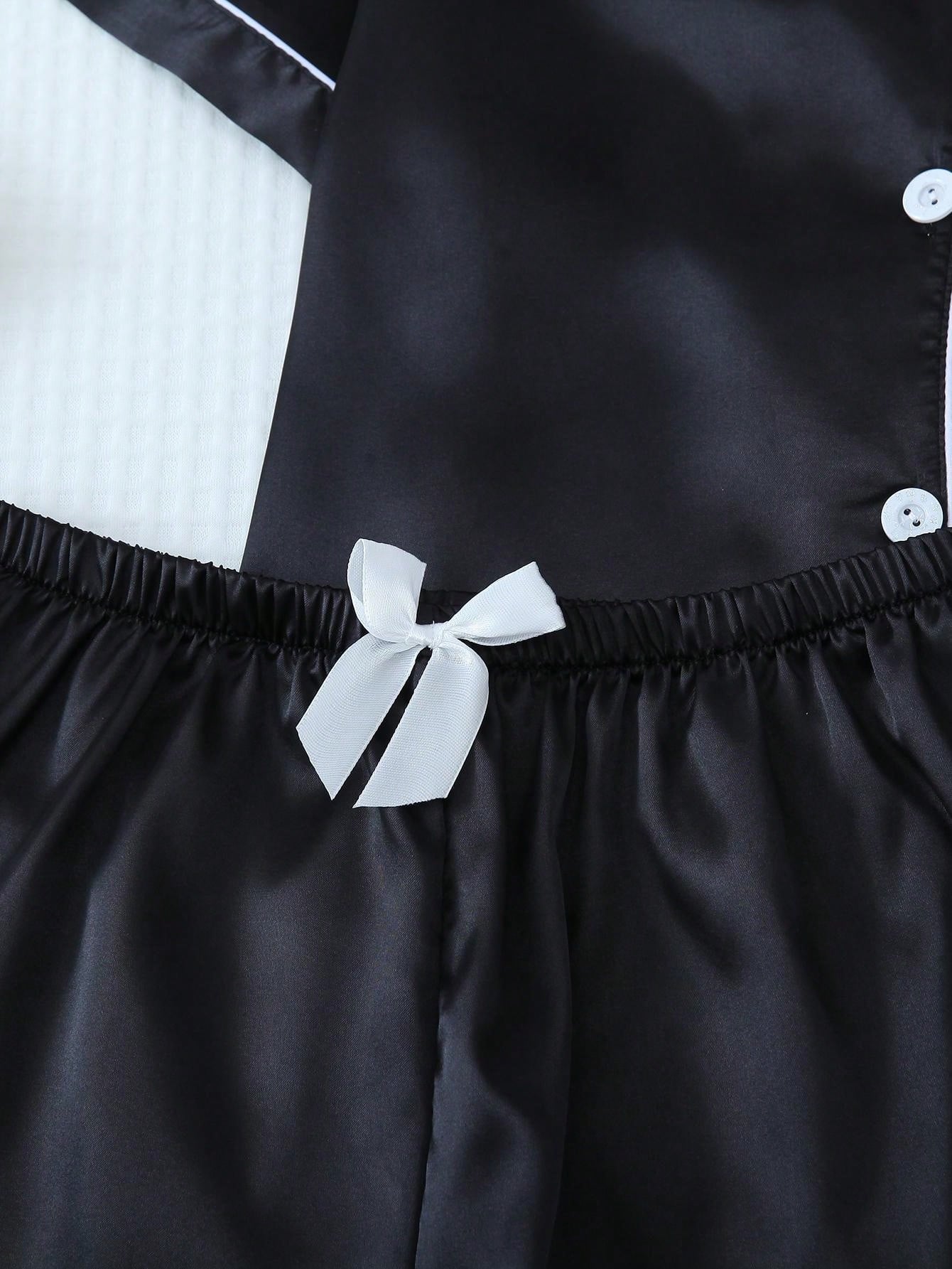 2pcs/Set Satin Pajama Set For Women (black)