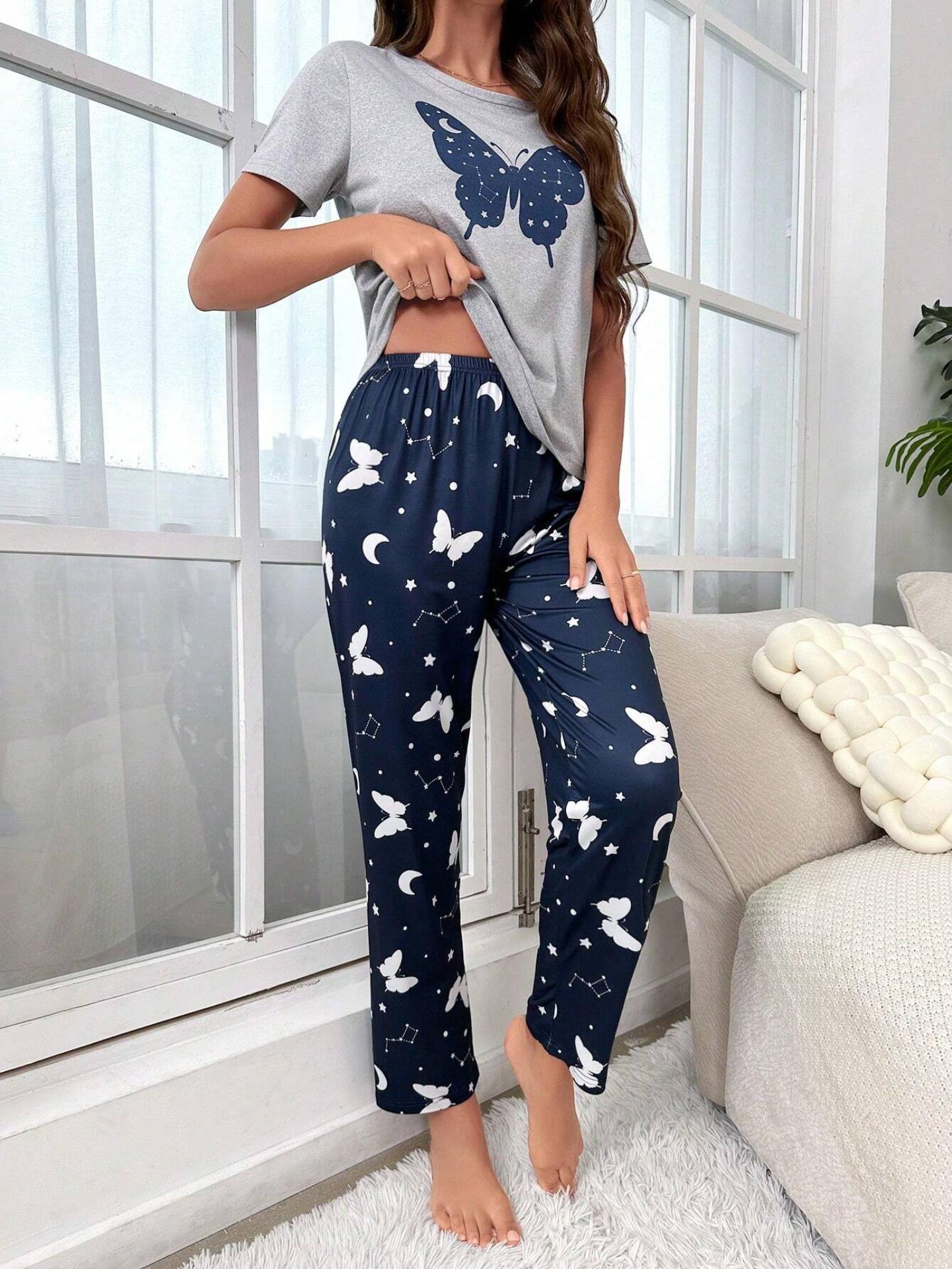 Butterfly Print Tee & Pants PJ Set