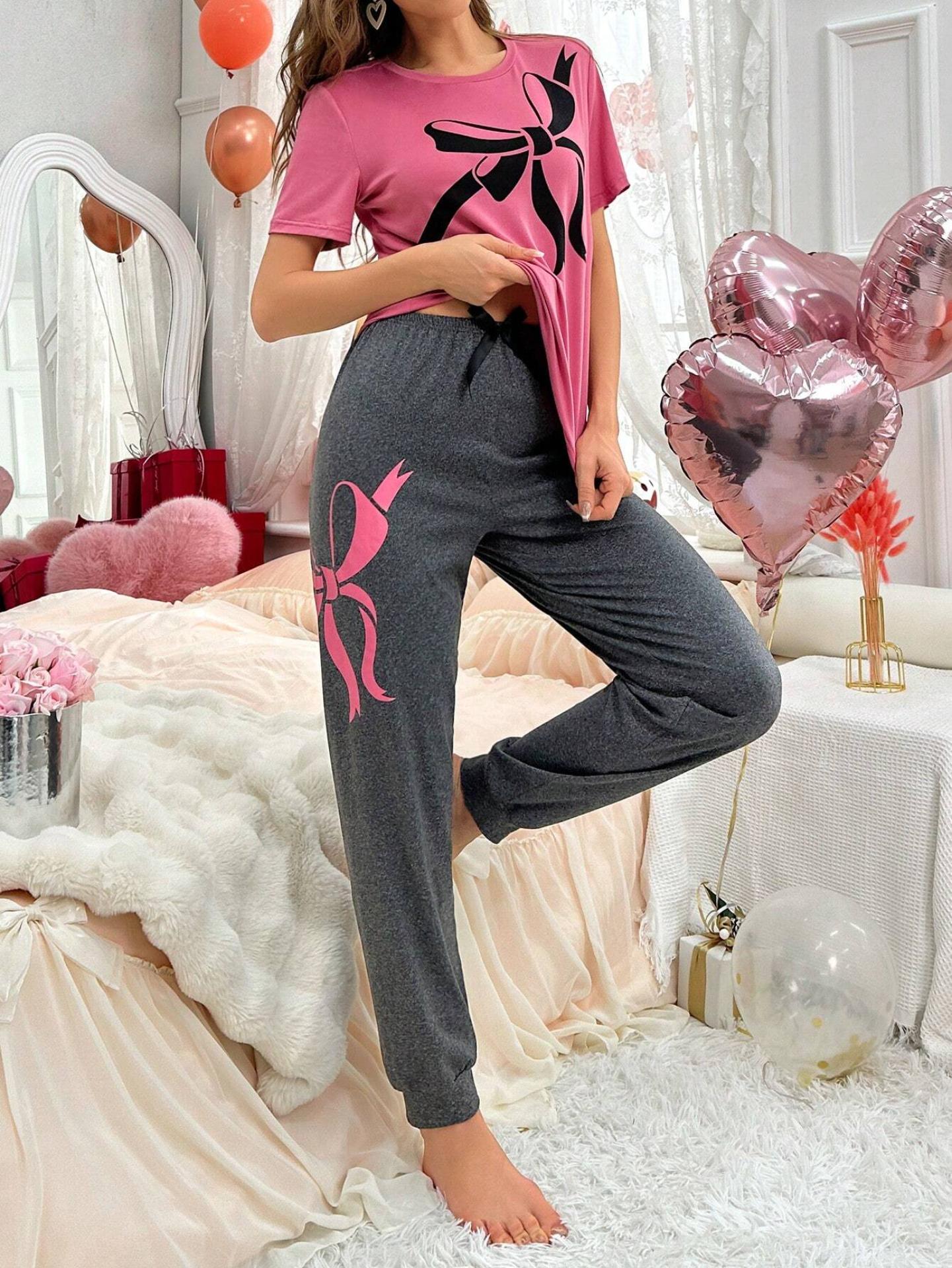 Women's Bow Knot Print Round Neck