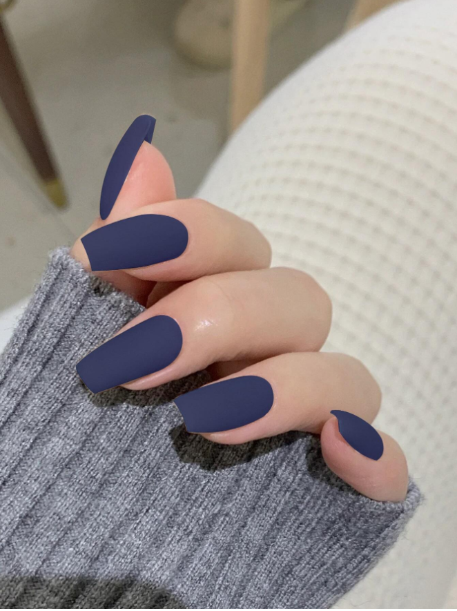 24pcs Blue Full Cover False Nails
