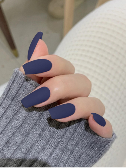 24pcs Blue Full Cover False Nails
