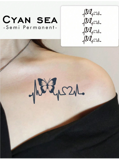 1Sheet Butterfly Pattern Temporary Tattoo Sticker