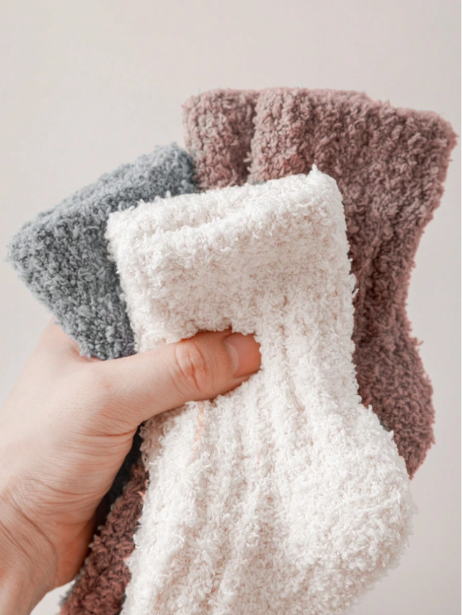 3pairs Women's Multicolor Plush & Thick Warm Socks