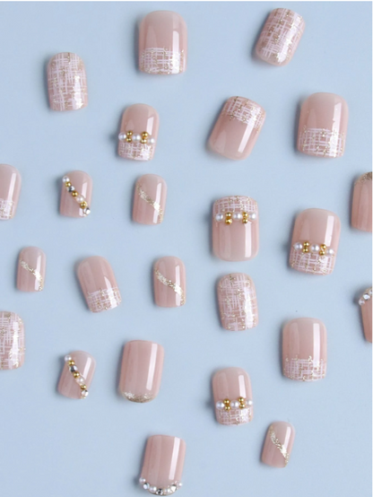 Pearl Pink Elegance Coffin Nail Set