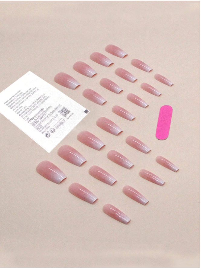 24pcs Short Square French Style Minimalist False Nails