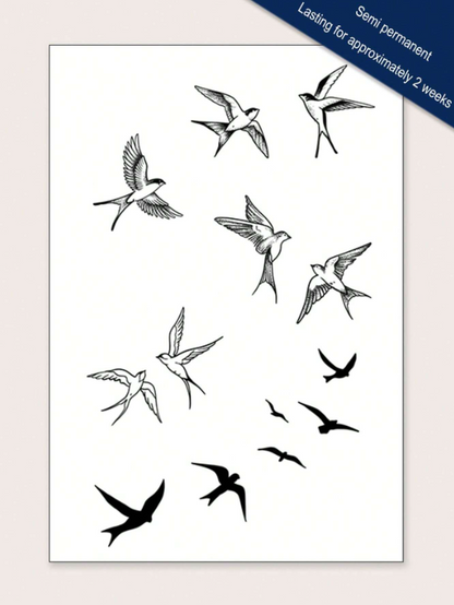 1sheet Bird Pattern Tattoo Sticker