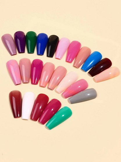 576pcs Long Coffin Mixed Color Fake Nail