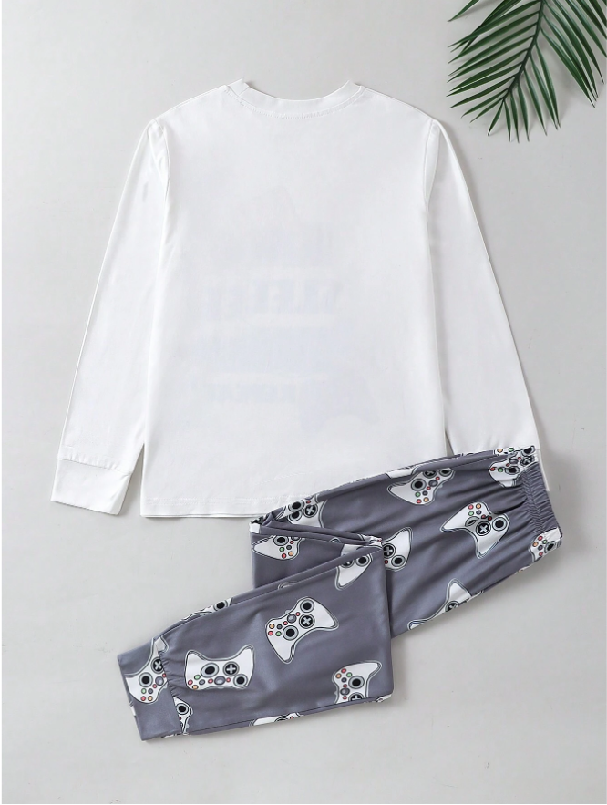Minimalist Video Game Console Printed 2pcs/Set Boys' Homewear For Tween Boys