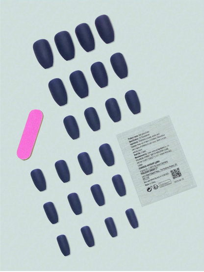 24pcs Blue Full Cover False Nails