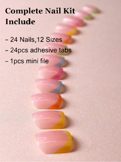24 Pieces Boxed Almond Shape Pink Transparent White French Love 