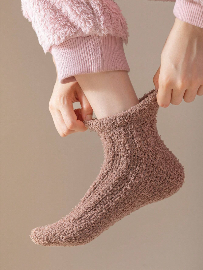 3pairs Women's Multicolor Plush & Thick Warm Socks