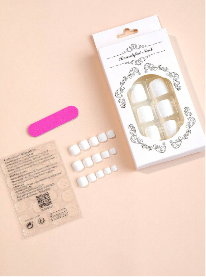 24PCS White Nail