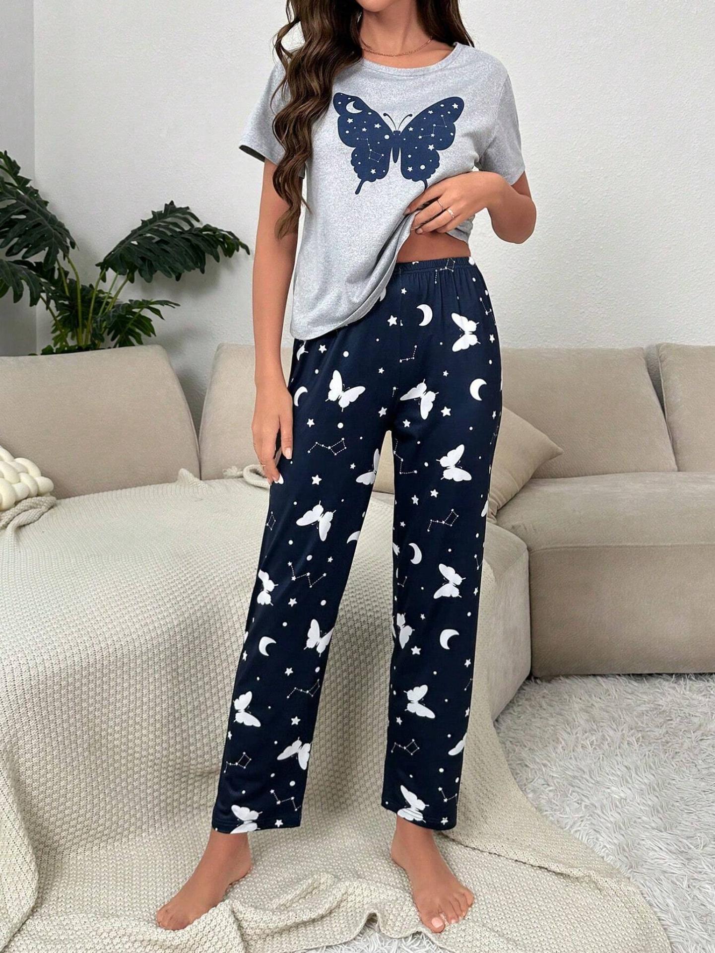 Butterfly Print Tee & Pants PJ Set