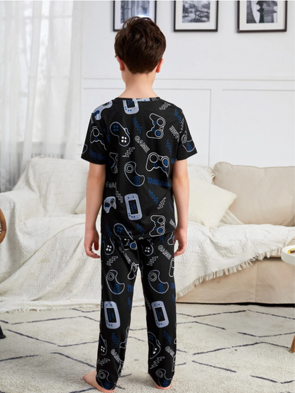Boys Allover Print Tee & Pants Loungewear Set