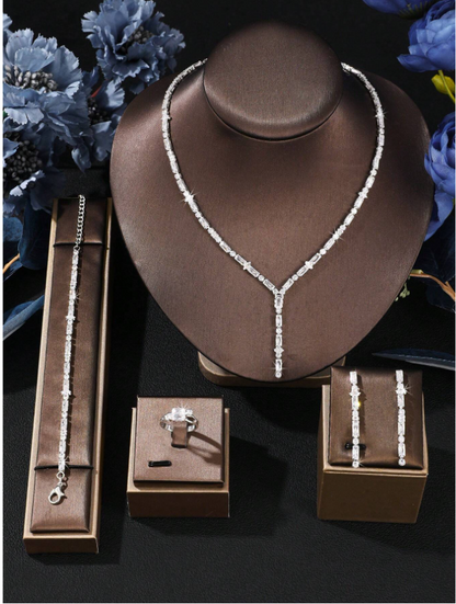 5pcs/Set Luxury Cubic Zirconia Bridal Jewelry Set