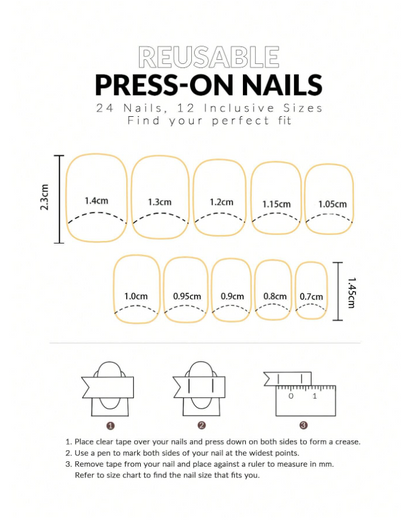 24pcs Short Square French Style Abstract Line Art Fake Nail