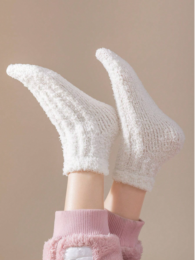 3pairs Women's Multicolor Plush & Thick Warm Socks