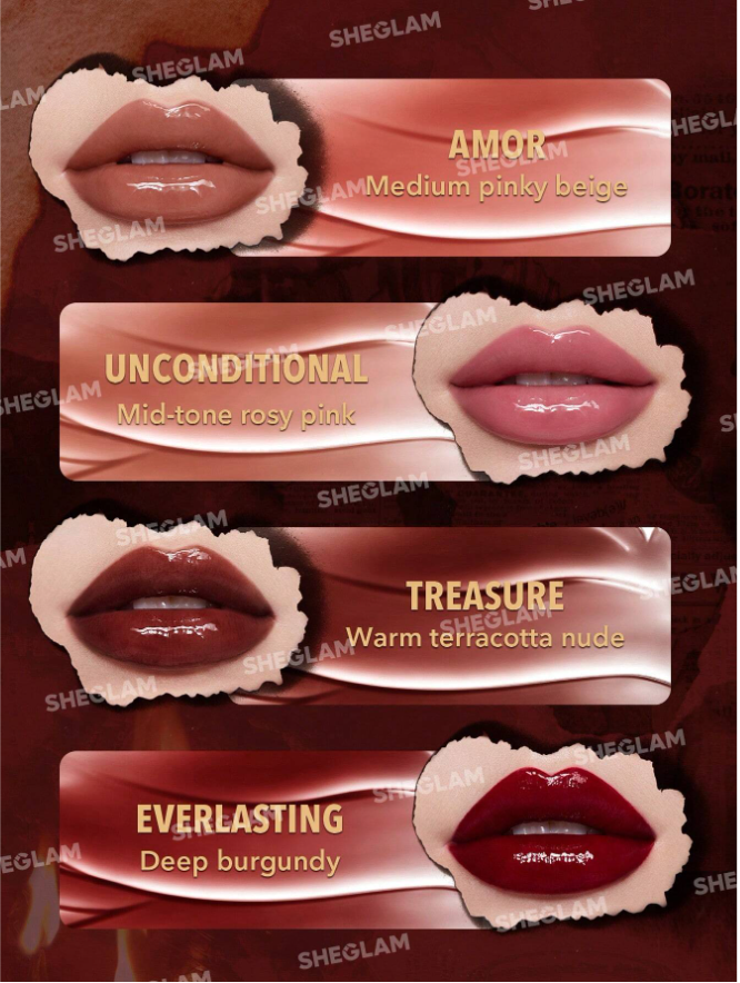 SHEGLAM Ember Rose Immortal Love Nourishing Lip Gloss Set 4 Pcs/Set