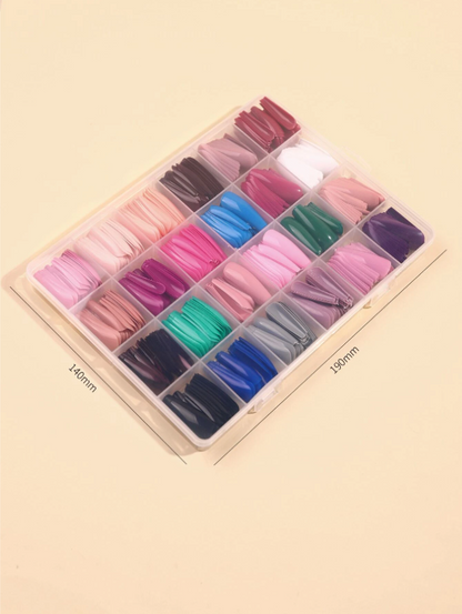 576pcs Long Coffin Mixed Color Fake Nail