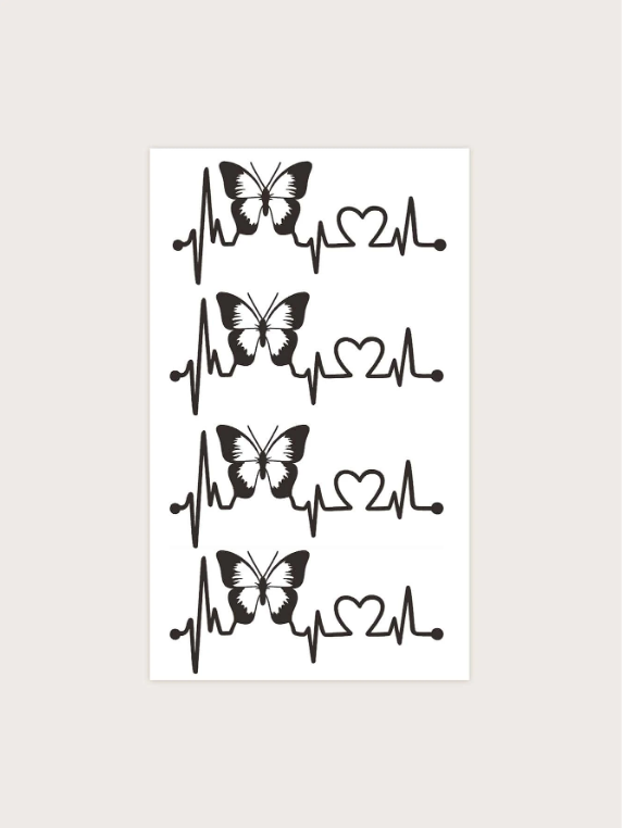 1Sheet Butterfly Pattern Temporary Tattoo Sticker