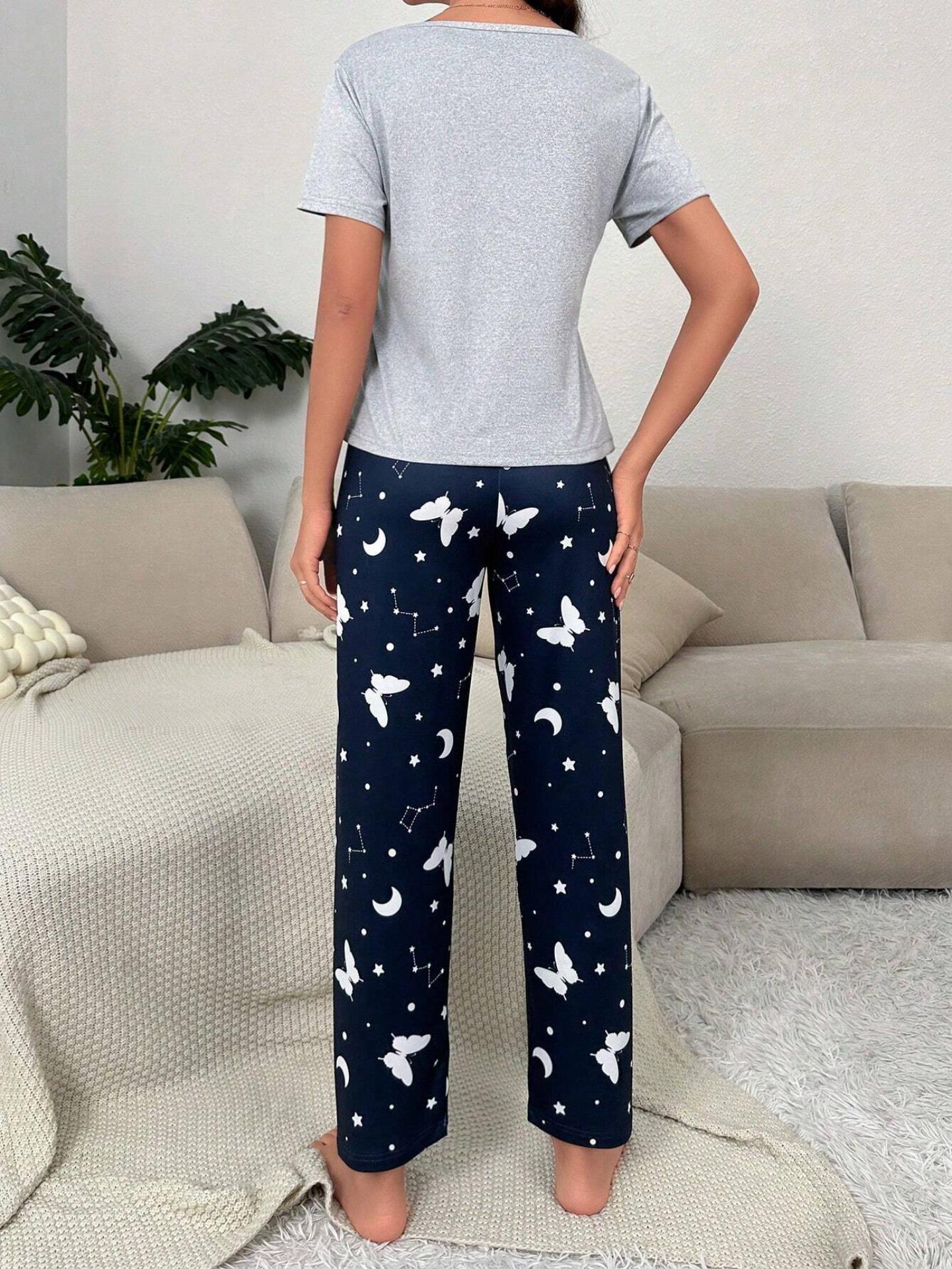 Butterfly Print Tee & Pants PJ Set