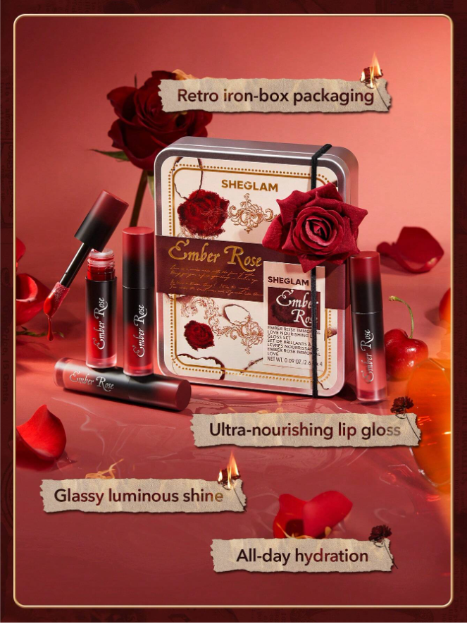 SHEGLAM Ember Rose Immortal Love Nourishing Lip Gloss Set 4 Pcs/Set