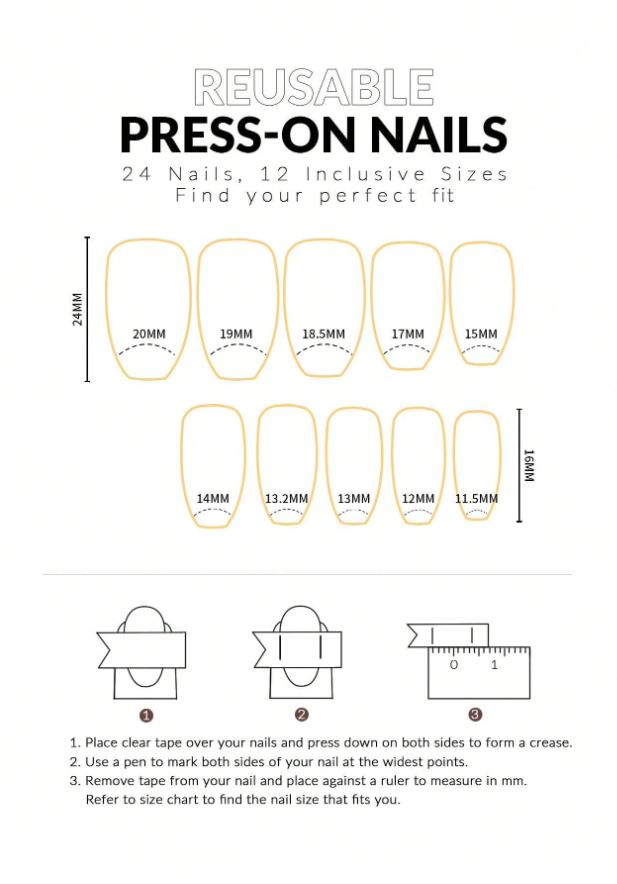 24pcs Short Nail Kit Suitable For Women Pin