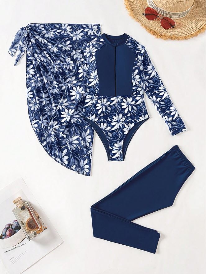 Swimsuit women blue summer new style