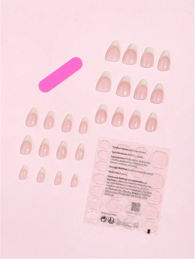 Nude & Milky White Almond Nails Kit