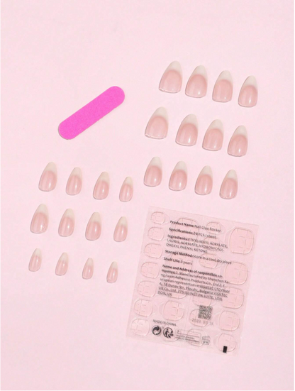 Nude & Milky White Almond Nails Kit