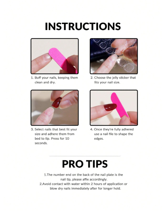 24pcs Short Square French Style Abstract Line Art Fake Nail