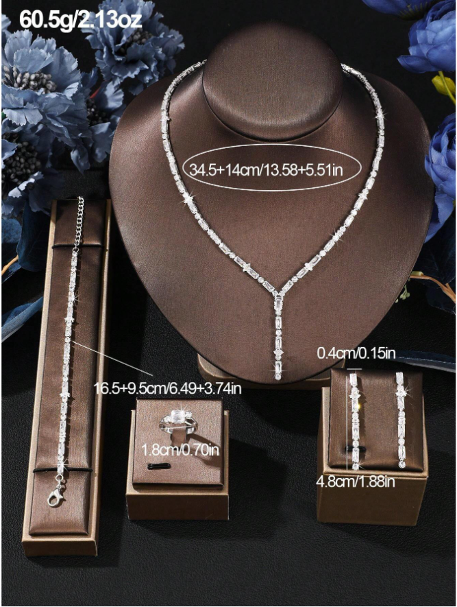 5pcs/Set Luxury Cubic Zirconia Bridal Jewelry Set
