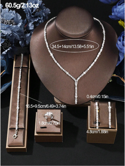 5pcs/Set Luxury Cubic Zirconia Bridal Jewelry Set
