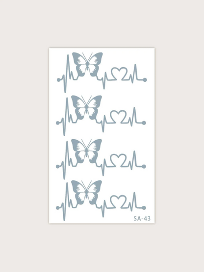 1Sheet Butterfly Pattern Temporary Tattoo Sticker