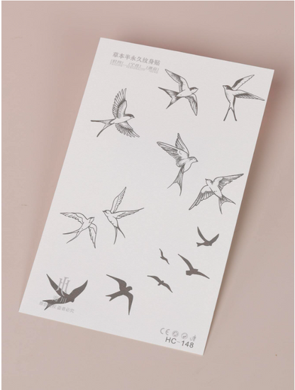 1sheet Bird Pattern Tattoo Sticker