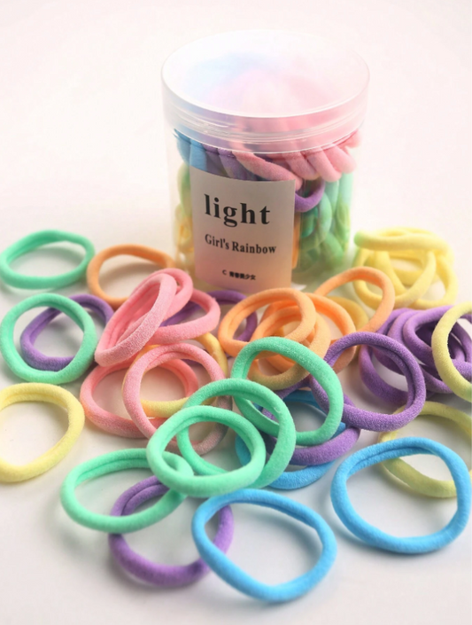 50pcs Jar Packed Women's Basic High Elasticity Hair Ties