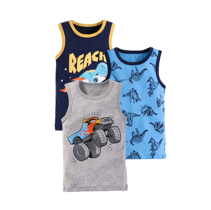 3-Pieces Rocket Dinosaur Vest Set for Summer