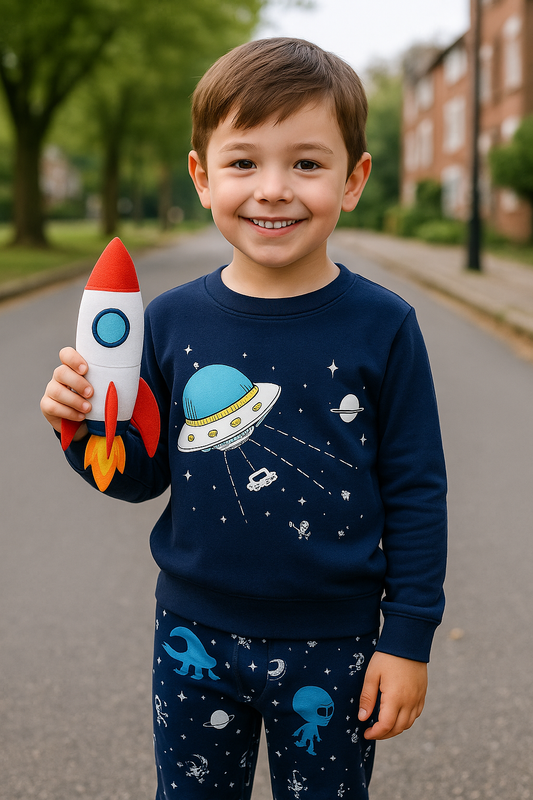 Pajama Planet & Dinosaur Print Set