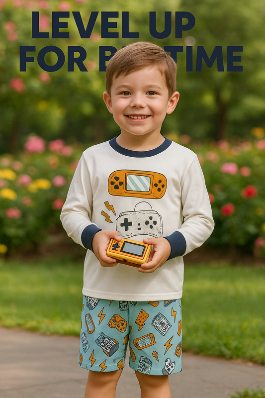 Boys Pajama Game Print Set