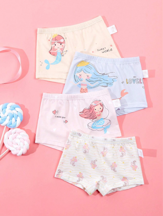 Young Girl's Cartoon Letter Heart Printed Underwear