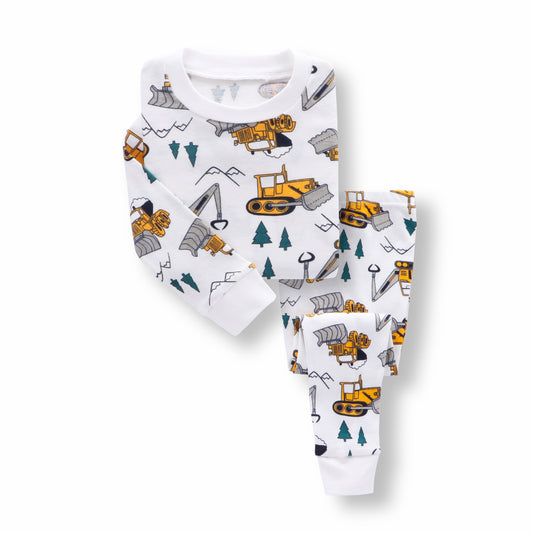 Pajama Yellow Excavator Print Set